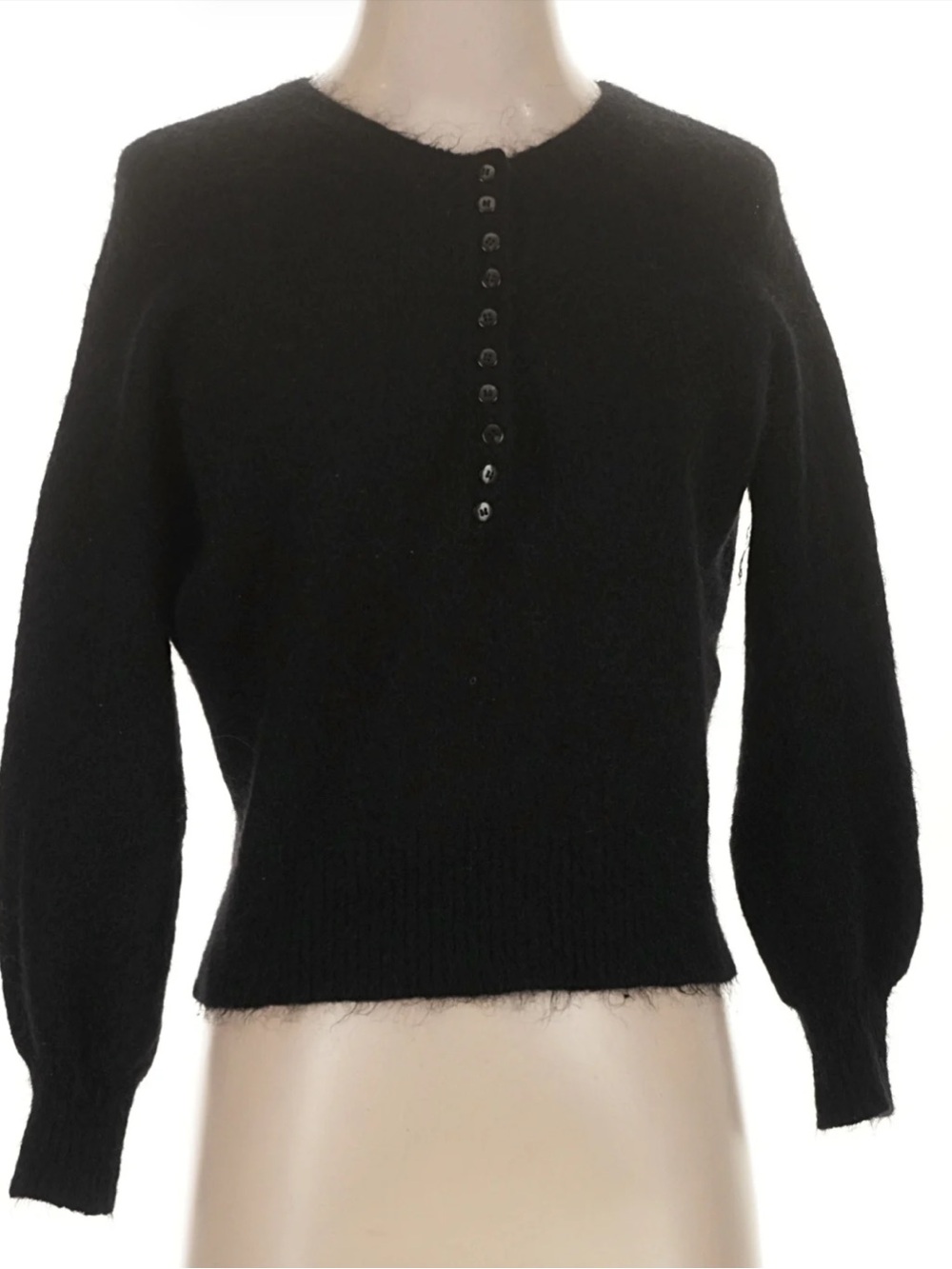 Sezane Leon Jumper Black half button mohair sweater Size XS - Picture 2 of 10